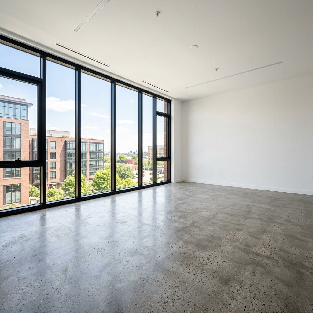 Empty living room before virtual staging